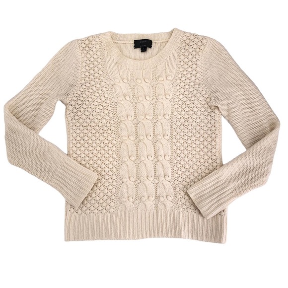 J. Crew Womens Size Small Hand Knit Popcorn 100% Lambs Wool Sweater Pullover - Picture 7 of 8